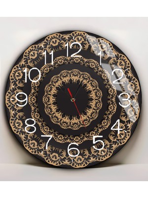 Harikabirev|kırılmaz Cam Duvar Saati  Krem Kahve Renk Soyut  Tablo 2|yvrlkcm