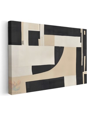 Artarilion Yatay Kanvas Tablo Salon Tablosu Geometrik Sanat Siyah Detayli Kanvas Duvar Tablosu