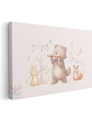 Artarilion Yatay Kanvas Tablo Salon Tablosu Sevimli Hayvanlar 3 Kanvas Duvar Tablosu