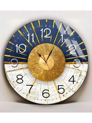 Harikabirev|kırılmaz Cam Duvar Saati  Lacivert Gold  Renk Soyut  Tablo 1|yvrlkcm
