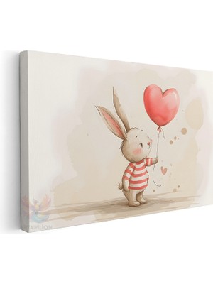 Artarilion Yatay Kanvas Tablo Salon Tablosu Balonlu Tavsan Cocuk Odasi Kanvas Duvar Tablosu