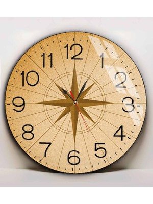 Harikabirev|kırılmaz Cam Duvar Saati  Antik Desen Pusula Şekli 01 |yvrlkcm