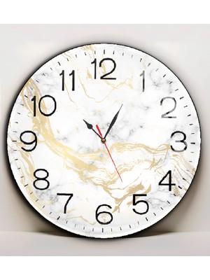 Harikabirev|kırılmaz Cam Duvar Saati  Beyaz Gold Soyut Tablo|yvrlkcm