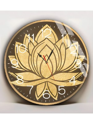 Harikabirev|kırılmaz Cam Duvar Saati  Krem  Gold  Soyut Çiçek Tablosu |yvrlkcm