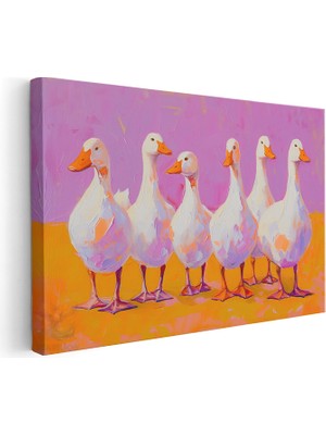 Artarilion Yatay Kanvas Tablo Salon Tablosu Beyaz Rennkli Kazlar Kanvas Duvar Tablosu