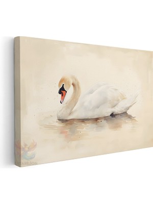 Artarilion Yatay Kanvas Tablo Salon Tablosu Zarif Beyaz Kugu Kanvas Duvar Tablosu