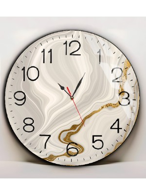 Harikabirev|kırılmaz Cam Duvar Saati  Gold Gri Soyut Tablo 2 |yvrlkcm