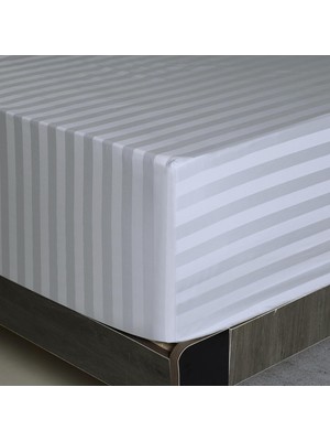 Vessino Home Mikro Pamuk Saten Lastikli Çarşaf Takımı Çizgili Çift Kişilik Beyaz/renkli Otel Tipi Lüx Yastıklı