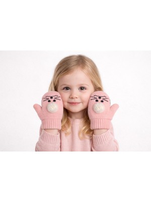 Gigi Giyim Ponpon Detaylı Tek Parmak Kız Çocuk Eldiven