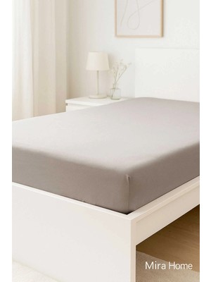 Mira Home Çift Kişilik Düz Penye  %100 Pamuklu Lastikli Çarşaf 180X200 Newsheet Gri