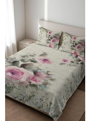 Dolce Mariee Parlak Kadife Kumaş Kapitoneli Çift Kişilik Yatak Örtüsü Seti (3 Parça) CKY0083