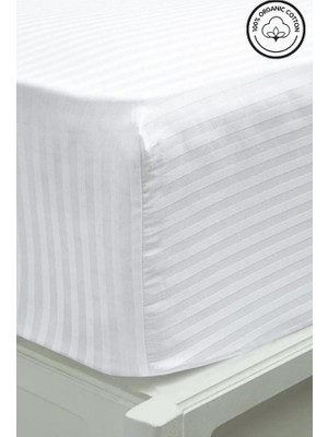 Vessino Home Mikro Pamuk Saten Lastikli Çarşaf Takımı Çizgili Çift Kişilik Beyaz/renkli Otel Tipi Lüx Yastıklı