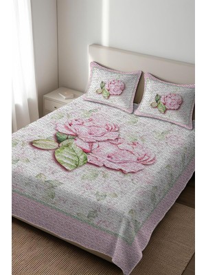 Dolce Mariee Parlak Kadife Kumaş Kapitoneli Çift Kişilik Yatak Örtüsü Seti (3 Parça) CKY0082