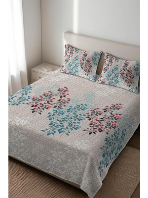 Dolce Mariee Parlak Kadife Kumaş Kapitoneli Çift Kişilik Yatak Örtüsü Seti (3 Parça) CKY0074