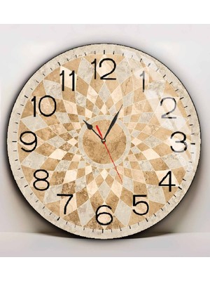 Harikabirev|kırılmaz Cam Duvar Saati  Krem Geometrik Soyut Tablo |yvrlkcm