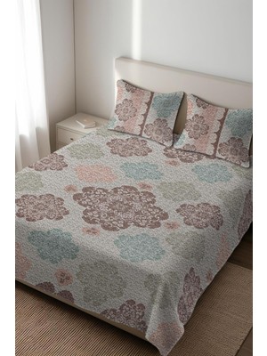 Dolce Mariee Parlak Kadife Kumaş Kapitoneli Çift Kişilik Yatak Örtüsü Seti (3 Parça) CKY0060