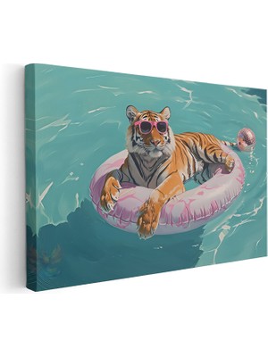 Artarilion Yatay Kanvas Tablo Salon Tablosu Suda Yuzen Kaplan Kanvas Duvar Tablosu