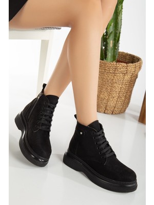 End Black Store Jiwa Siyah Süet Bağcıklı Bot