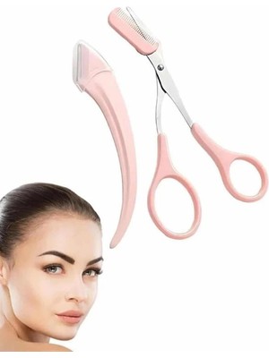 Shopwave Taraklı Kaş Makası ve Ustura Seti Kaş Düzeltme Makası Kaş Bıyık Alma Aleti