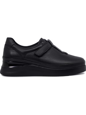 Zeytuk Casual Hakiki Deri Siyah Kadın Ayakkabı