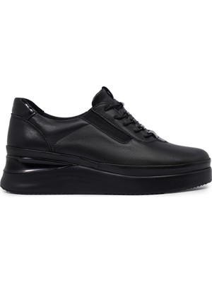 Zeytuk Casual Hakiki Deri Siyah Kadın Ayakkabı