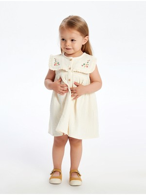 Lc Waikiki Yeni Sezon Çiçek Nakışlı Müslin Kız Bebek Elbise