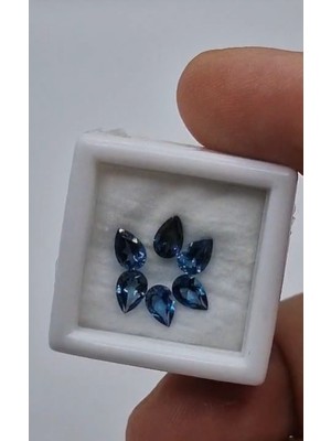 Aries 2.87CT 6X4MM 6 Pcs Pear Natural London Blue Topaz