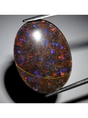 Aries 9.48CT Oval Cabochon Natural Treated Andamooka Matrix Doublet Opal Australia