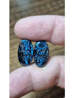 Aries 22.35CT 20X11.1MM Oval Pair Natural Azurite