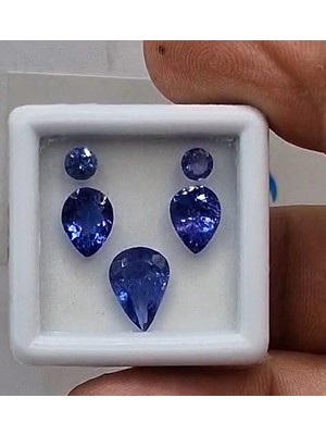 Aries Igsl Sertifikalı- 4.35CT 10X7, 8X6MM Pear 5pcs Lot Natural Violet Blue Tanzanite