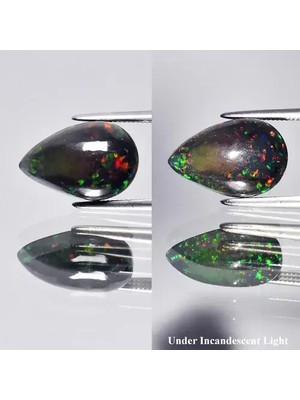 Aries 2.44CT 13X8.5MM Pear Cabochon Natural Black Opal - Color Play, Ethiopia Gem