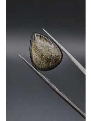Aries 7.85CT 19.1X14.7MM  Natural Pear Altın Yansımalı Obsidyen