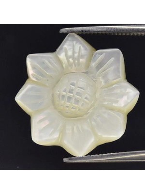 Aries 6.73CT Flower Carving Natural White Pearl Shell - Handcraft, Thailand Gem