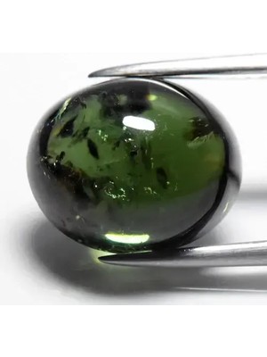 Aries 6.32CT Oval Cabochon Natural Green Tourmaline - Unheated Africa Gemstone