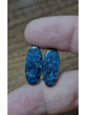 Aries 19.55CT 22X9.6MM Oval Pair Natural Azurite