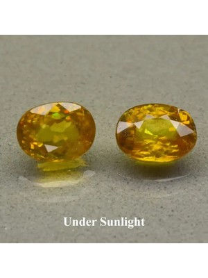 Aries 2.39CT 2pcs  7.0 x 5.3 & 7.2 x 5.5 mm  Pair Oval Natural Greenish Yellow Sphene - High Luster Gemstone