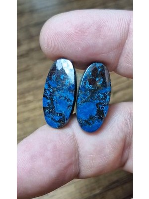Aries 22.60CT 22.6X10.5MM Oval Pair Natural Azurite