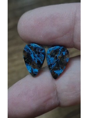 Aries 11.80CT 15.7X10.4MM Pear Pair Natural Azurite