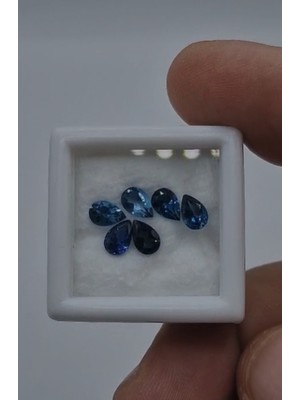 Aries 2.72CT 6X4MM 6 Pcs Pear Natural London Blue Topaz