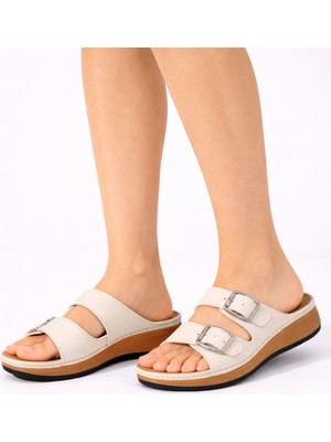 Wordex Apl 463-15 Anatomik Yumuşak Taban Çift Tokalı Kadın Günlük Dışarı Terliği