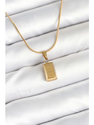 Üreticiniz 316L Çelik Gold Renk Mini Külçe Altın Model Kolye