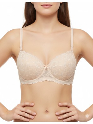 Ebru Silikonlu Desteksiz Dantelli Sütyen