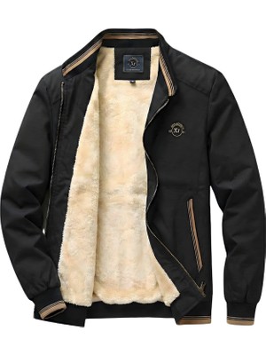 Ixir Içi Kürklü Nakış Armalı Mevsimlik Erkek Mont & Ceket Siyah