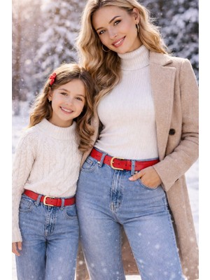 Canaris Anne Kız Kemer Seti Deri 3 cm Şık Kemer Kot ve Kumaş Pantolonlara Uygun (Ayrı Ayrı Fiyatlandırılır)