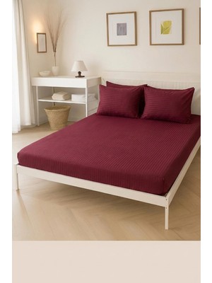 Moon Secret %100 Pamuk Çizgili Lastikli Çarşaf Seti