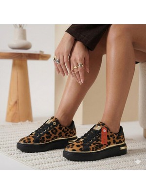 Kuum London Sneakers Koyu Leopar Kadın Ayakkabı Şık Estetik Premium Ürün