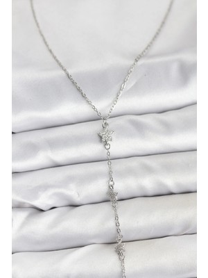 Üreticiniz 316L Çelik Zincir Gümüş Renkli Yıldız Model Kadın Y Kolye