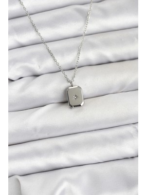 Üreticiniz 316L Çelik Zincir Gümüş Renk Minimal Kutup Yıldızı Model Kadın Kolye