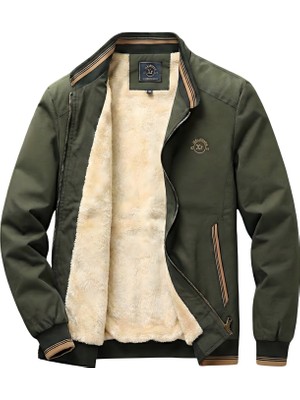 Ixir Içi Kürklü Nakış Armalı Mevsimlik Erkek Mont & Ceket Haki Yeşil
