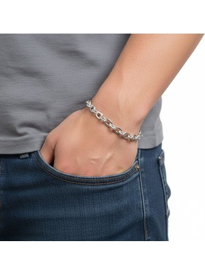 Hg.Aksesuar Erkek Mariner Çelik Zincir Bileklik 6mm